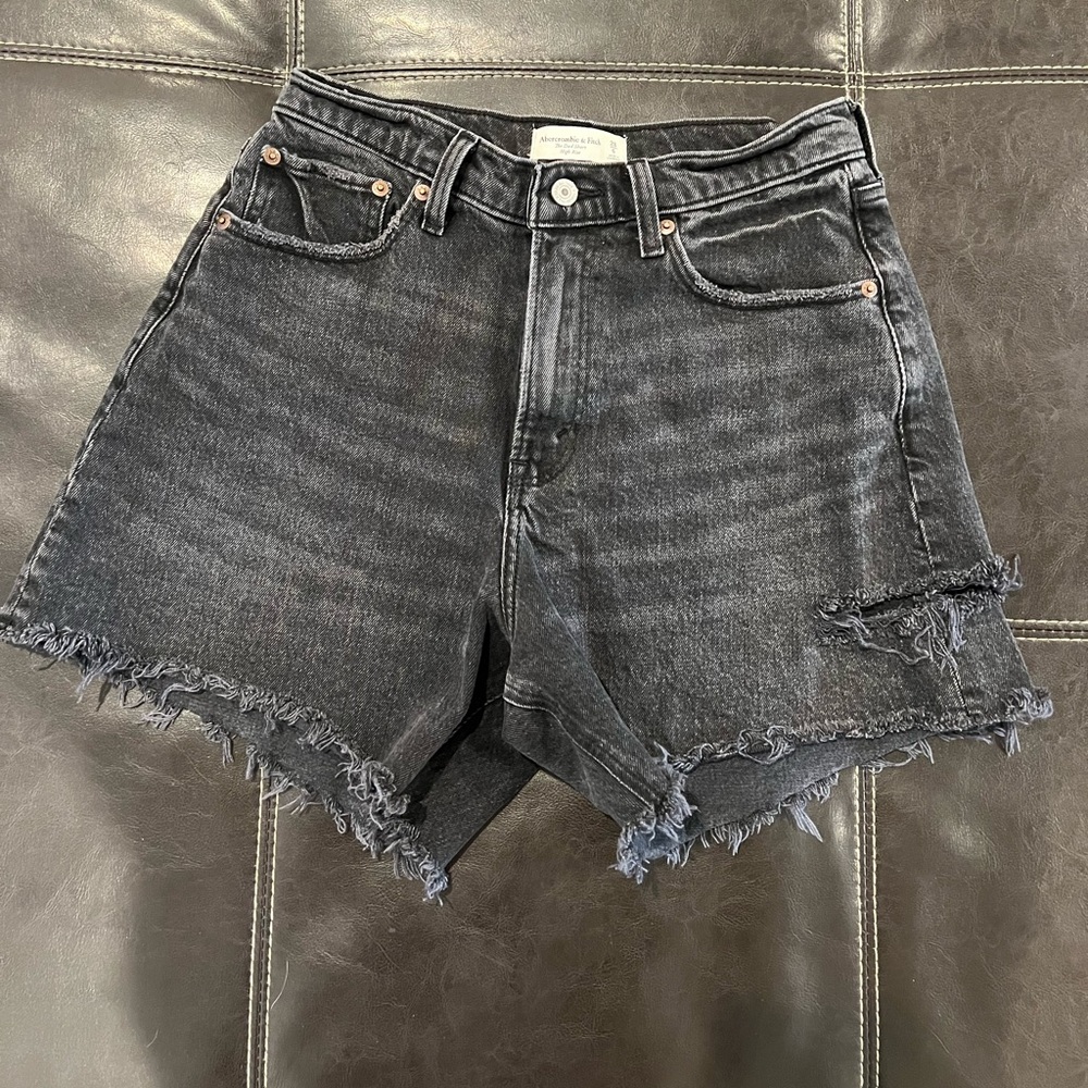 Abercrombie dad shorts size 28 curve love black denim